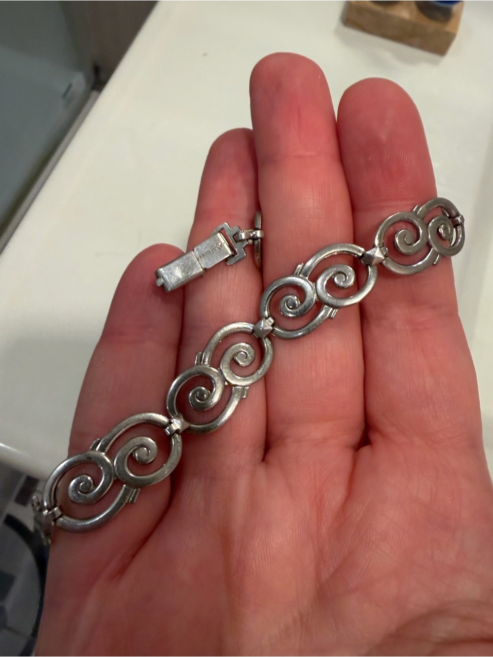 Vintage W.E. Richards WRE Sterling Silver Spiral Link Bracelet